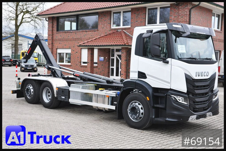Iveco - Abrollkipper - LKW > 7.5 -  X-Way AD280X46, HIAB Multilift, Lenk- Liftachse, 