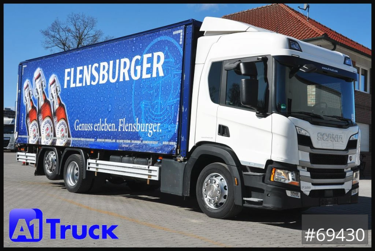 Scania - Getränkewagen - LKW > 7.5 - P 320 P 6x2,, Getränke, Lenkachse, LBW: Dhollandia DHLM 30