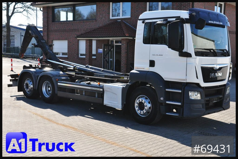 MAN - Abrollkipper - LKW > 7.5 - TGS 26,400, Meiller, Funksteuerung, Lenkachse, 1 Vorbesitzer