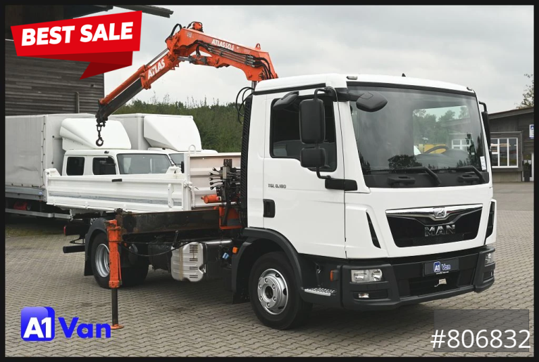 MAN - Kipper - LKW < 7.5 - TGL 8.180 Kipper Kran, Meiller, Atlas, AHK 